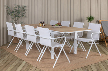 Alina & Mexico Spisestole 2-pak Hvid + Rektangulært Spisebord 90x160/240 Natur