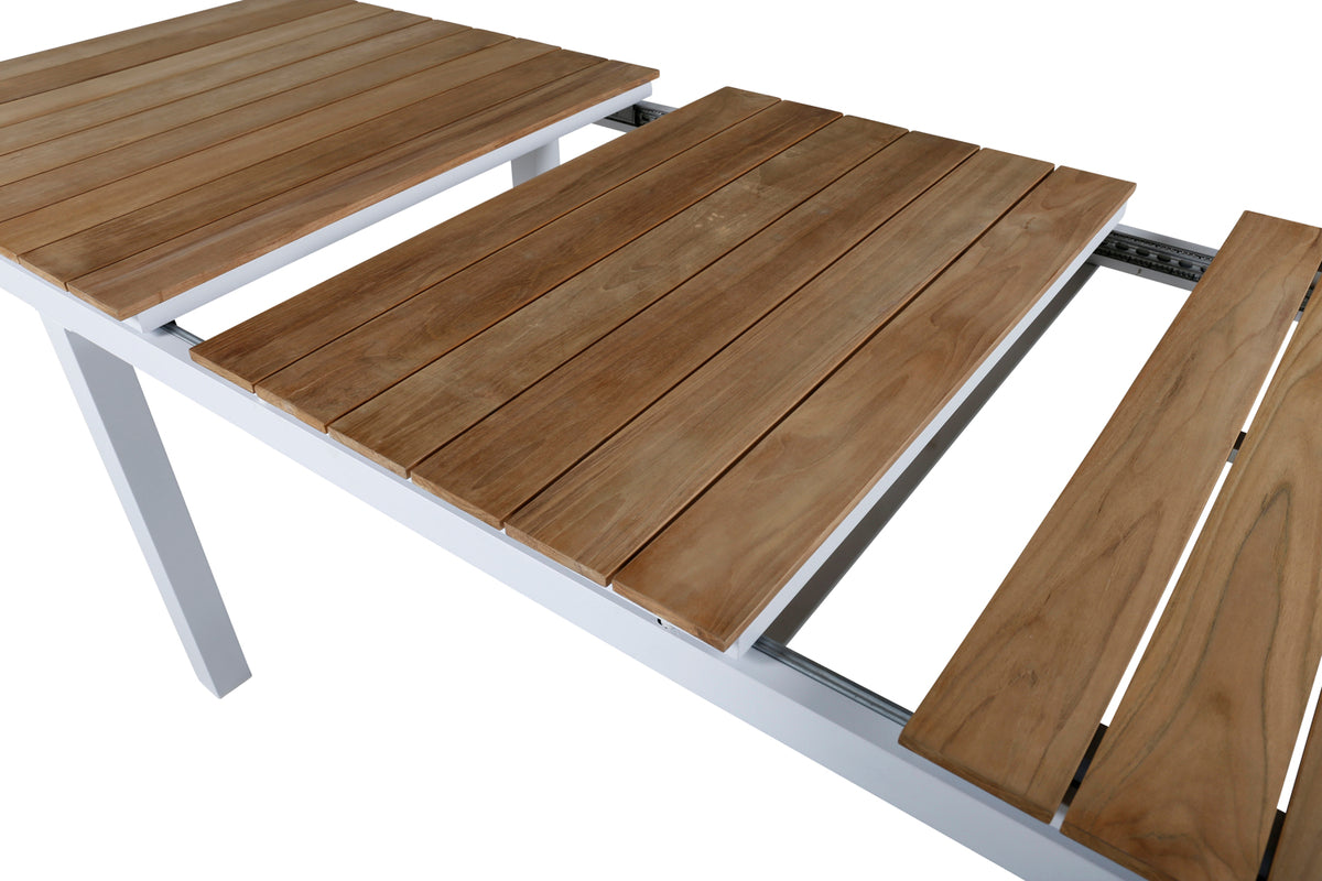 Alina & Mexico Spisestole 2-pak Hvid + Rektangulært Spisebord 90x160/240 Natur