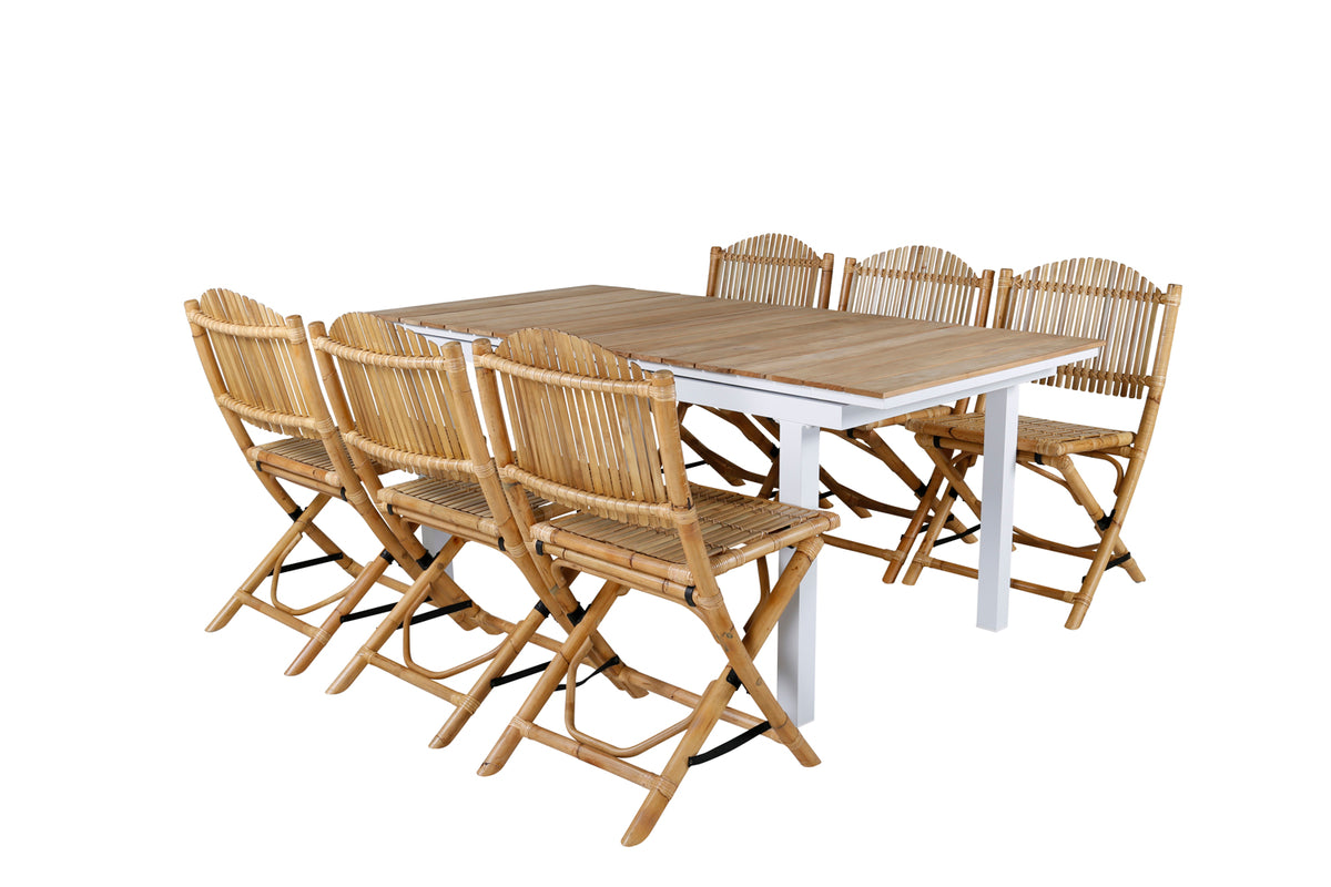 Cane & Mexico Caféstole Natur + Spisebord 90x160/240