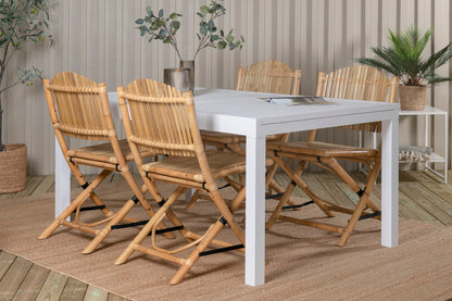 Cane & Marbella Caféstole Natur + Spisebord 160x100x75