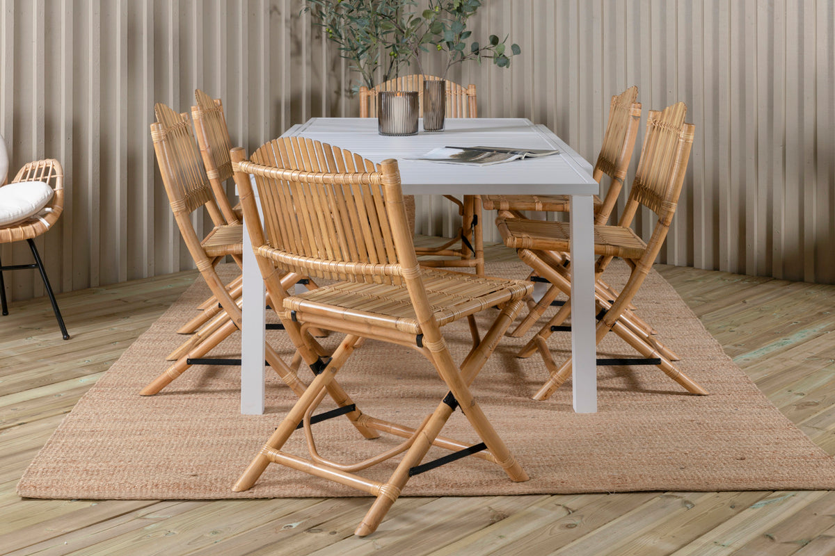 Cane & Marbella Caféstole Natur + Spisebord 160x100x75