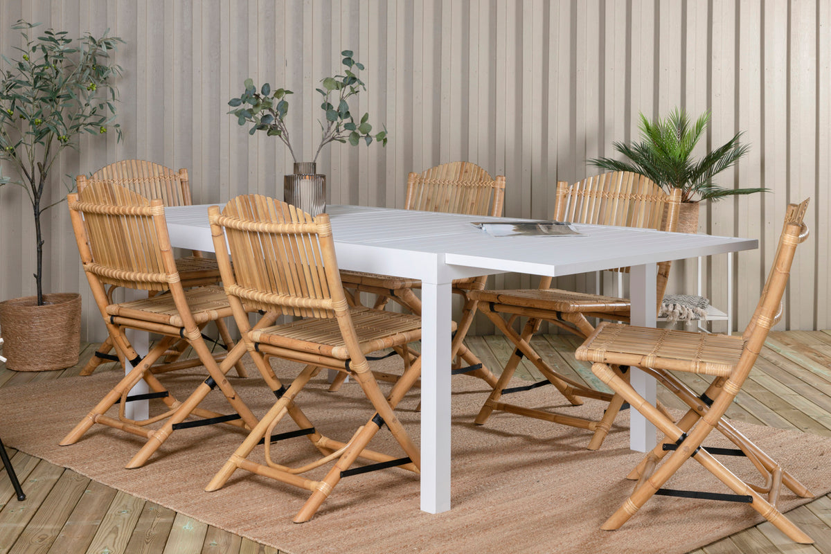 Cane & Marbella Caféstole Natur + Spisebord 160x100x75