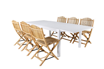 Cane & Marbella Caféstole Natur + Spisebord 160x100x75