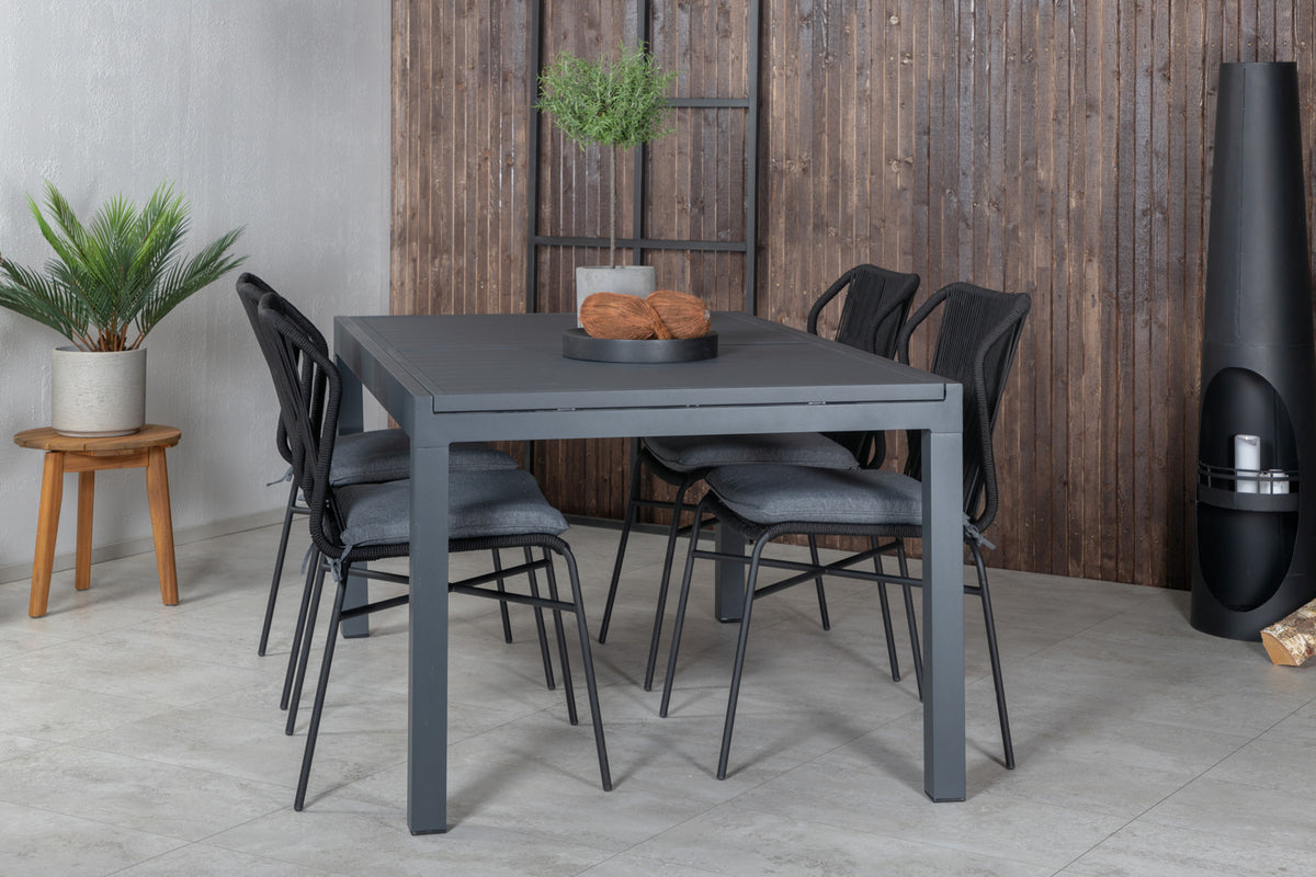 Julian & Marbella Spisestole Sort + Spisebord 160x100x75