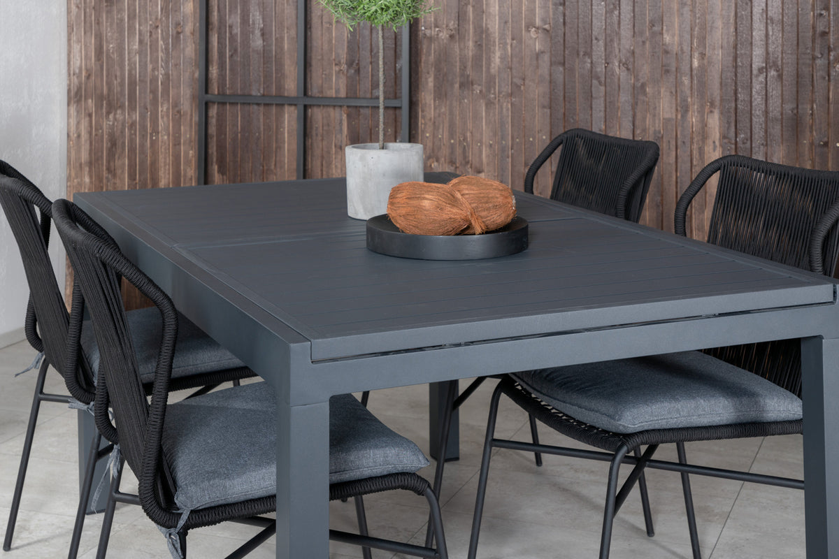 Julian & Marbella Spisestole Sort + Spisebord 160x100x75