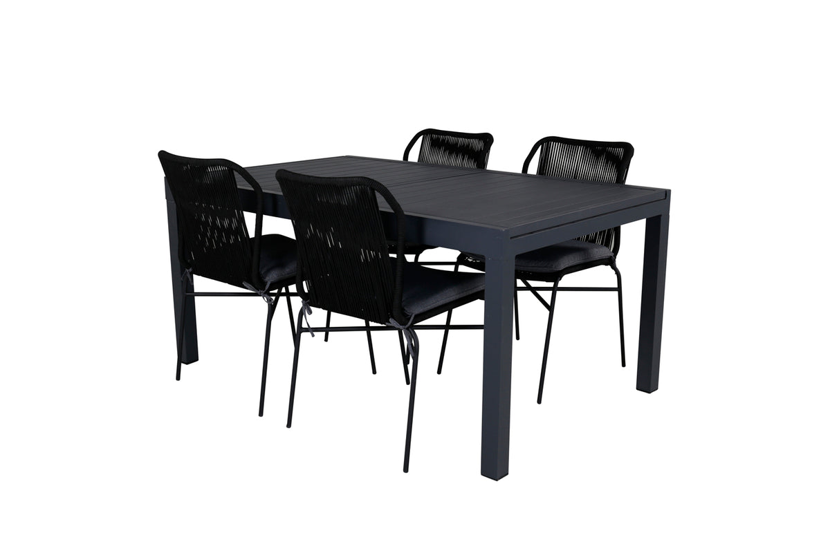Julian & Marbella Spisestole Sort + Spisebord 160x100x75