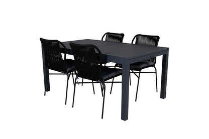 Julian & Marbella Spisestole Sort + Spisebord 160x100x75