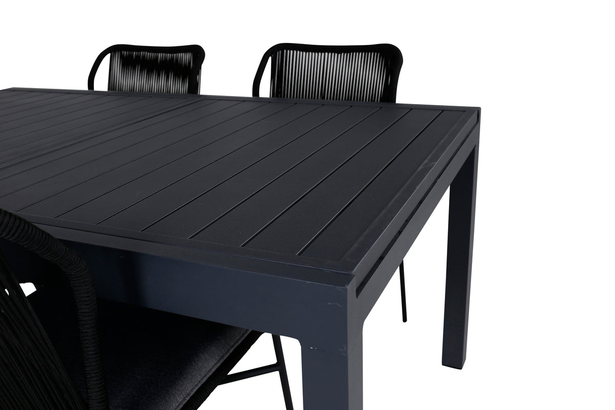 Julian & Marbella Spisestole Sort + Spisebord 160x100x75