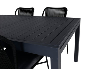 Julian & Marbella Spisestole Sort + Spisebord 160x100x75