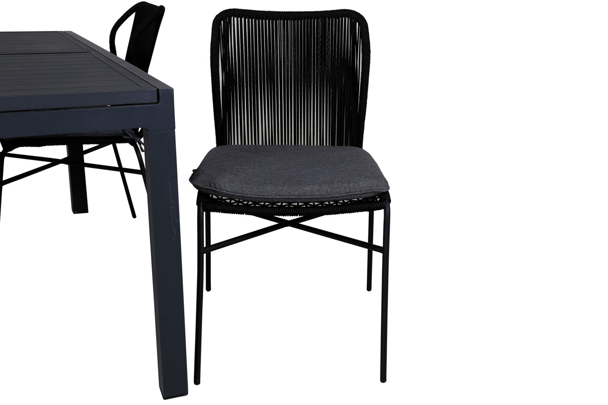 Julian & Marbella Spisestole Sort + Spisebord 160x100x75
