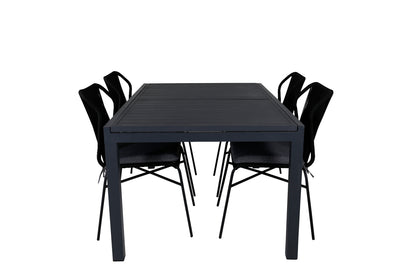 Julian & Marbella Spisestole Sort + Spisebord 160x100x75