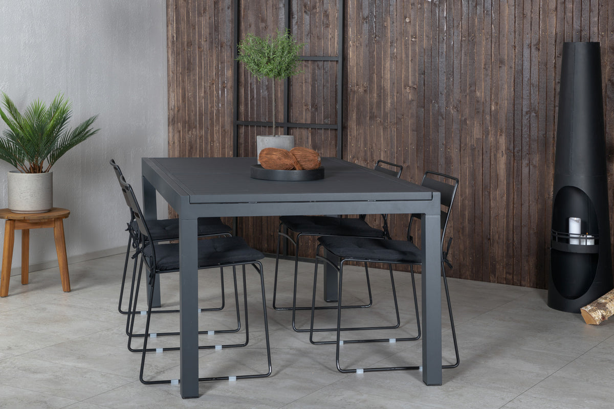 Lina & Marbella Spisestole Sort + Spisebord 160x100x75