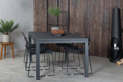 Lina & Marbella Spisestole Sort + Spisebord 160x100x75