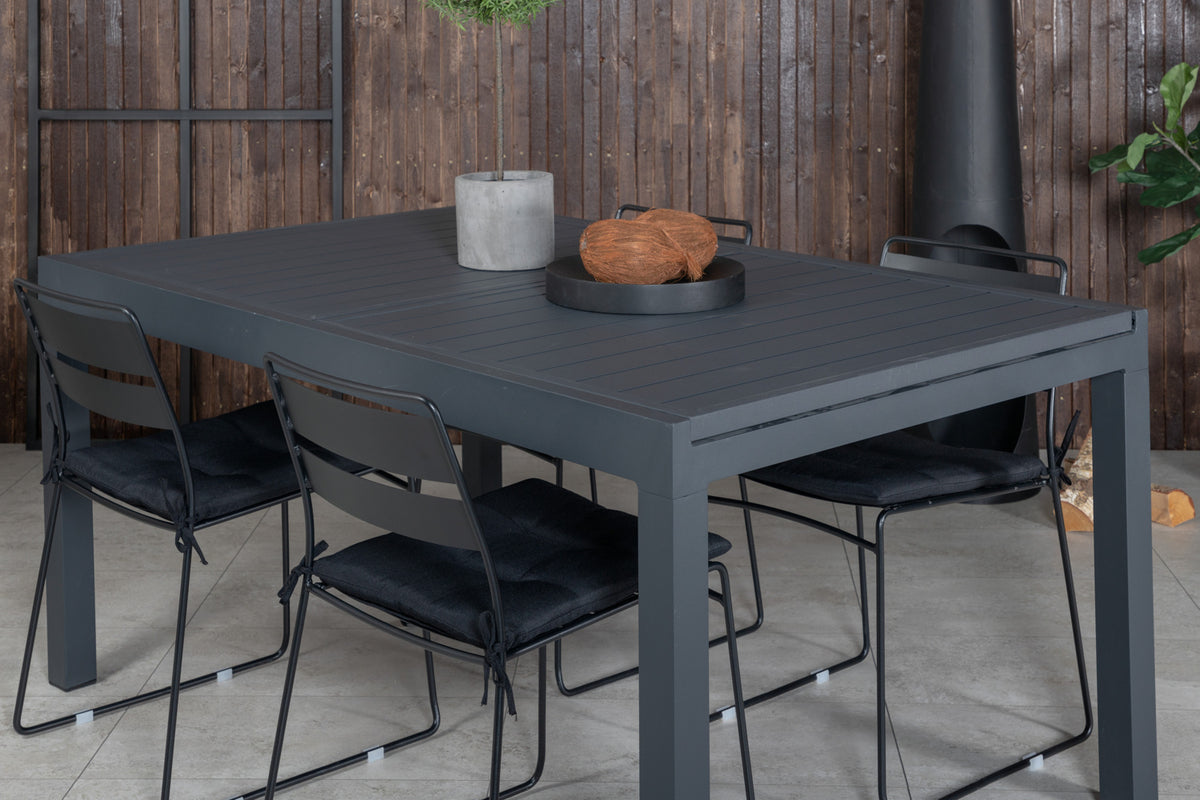 Lina & Marbella Spisestole Sort + Spisebord 160x100x75