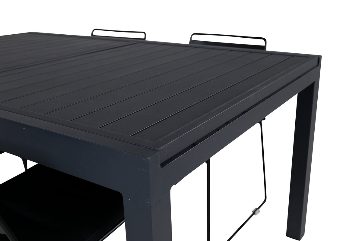 Lina & Marbella Spisestole Sort + Spisebord 160x100x75