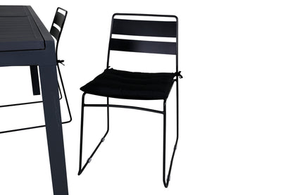 Lina & Marbella Spisestole Sort + Spisebord 160x100x75