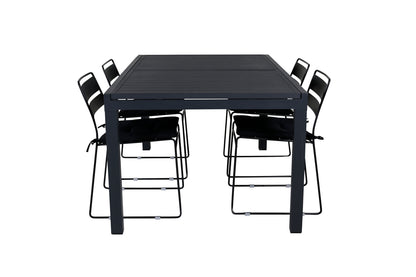 Lina & Marbella Spisestole Sort + Spisebord 160x100x75