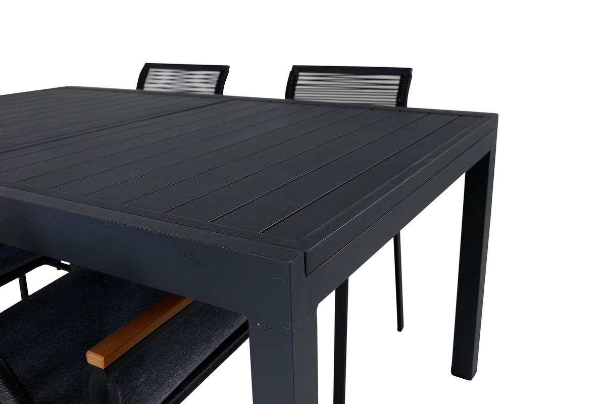 Dallas & Marbella Spisestole Sort + Spisebord 160x100x75