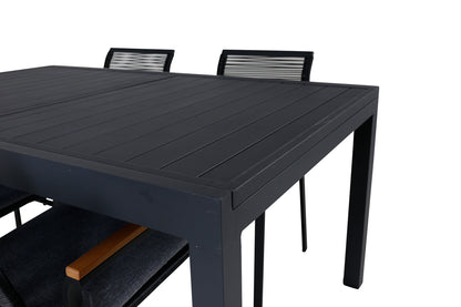 Dallas & Marbella Spisestole Sort + Spisebord 160x100x75