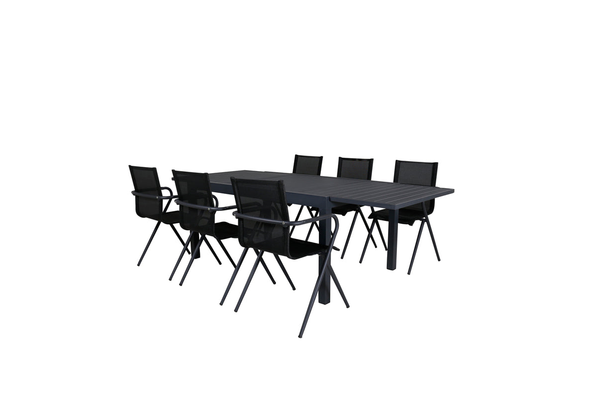 Alina & Marbella Spisestole Sort + Spisebord 160x100x75