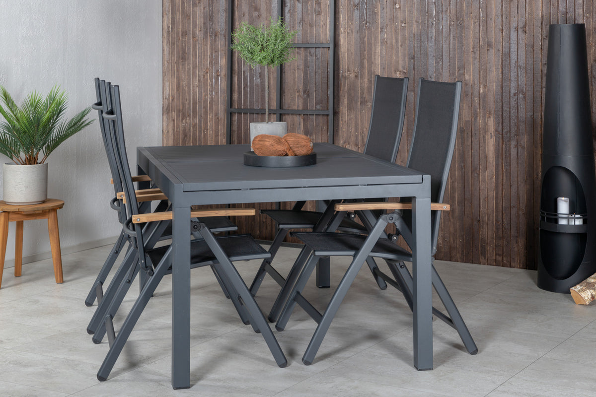 Panama & Marbella Positionsstole Sort + Spisebord 160x100x75