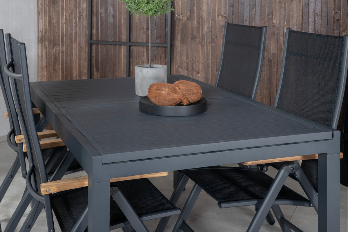 Panama & Marbella Positionsstole Sort + Spisebord 160x100x75