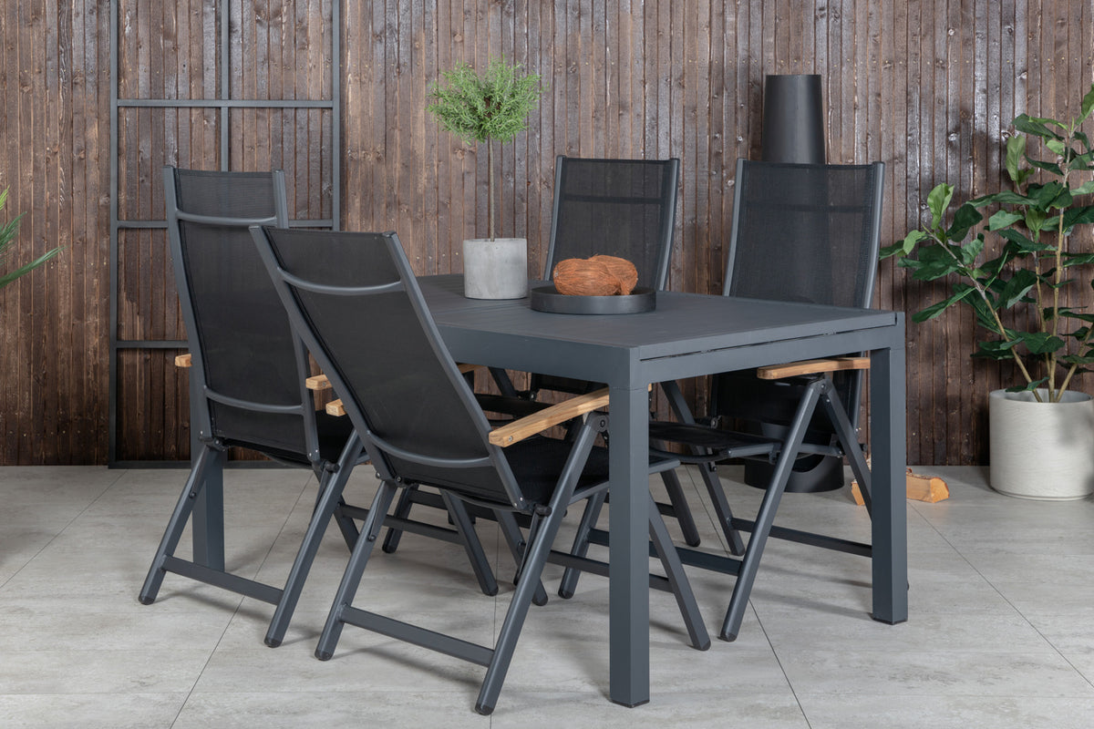 Panama & Marbella Positionsstole Sort + Spisebord 160x100x75