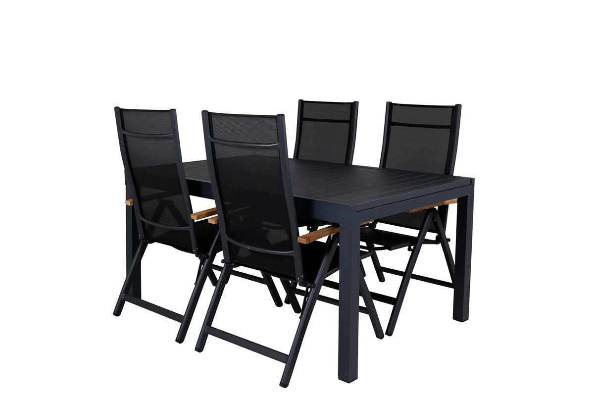 Panama & Marbella Positionsstole Sort + Spisebord 160x100x75