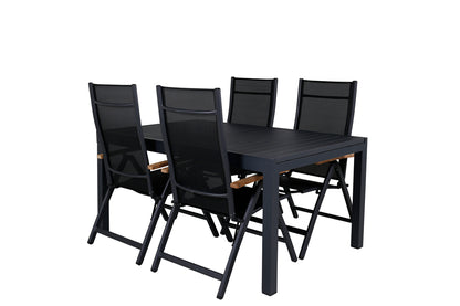 Panama & Marbella Positionsstole Sort + Spisebord 160x100x75