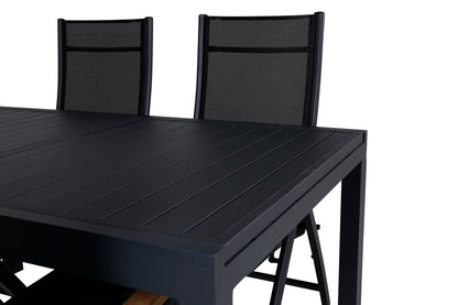 Panama & Marbella Positionsstole Sort + Spisebord 160x100x75