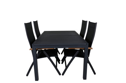 Panama & Marbella Positionsstole Sort + Spisebord 160x100x75