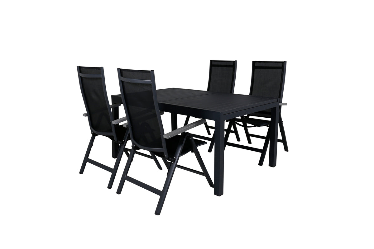 Albany & Marbella Positionsstole Sort + Spisebord 160x100x75