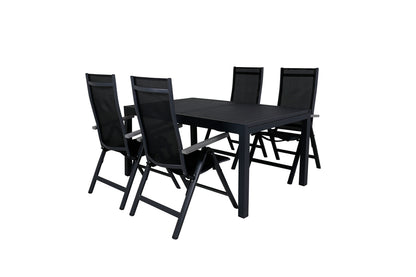 Albany & Marbella Positionsstole Sort + Spisebord 160x100x75