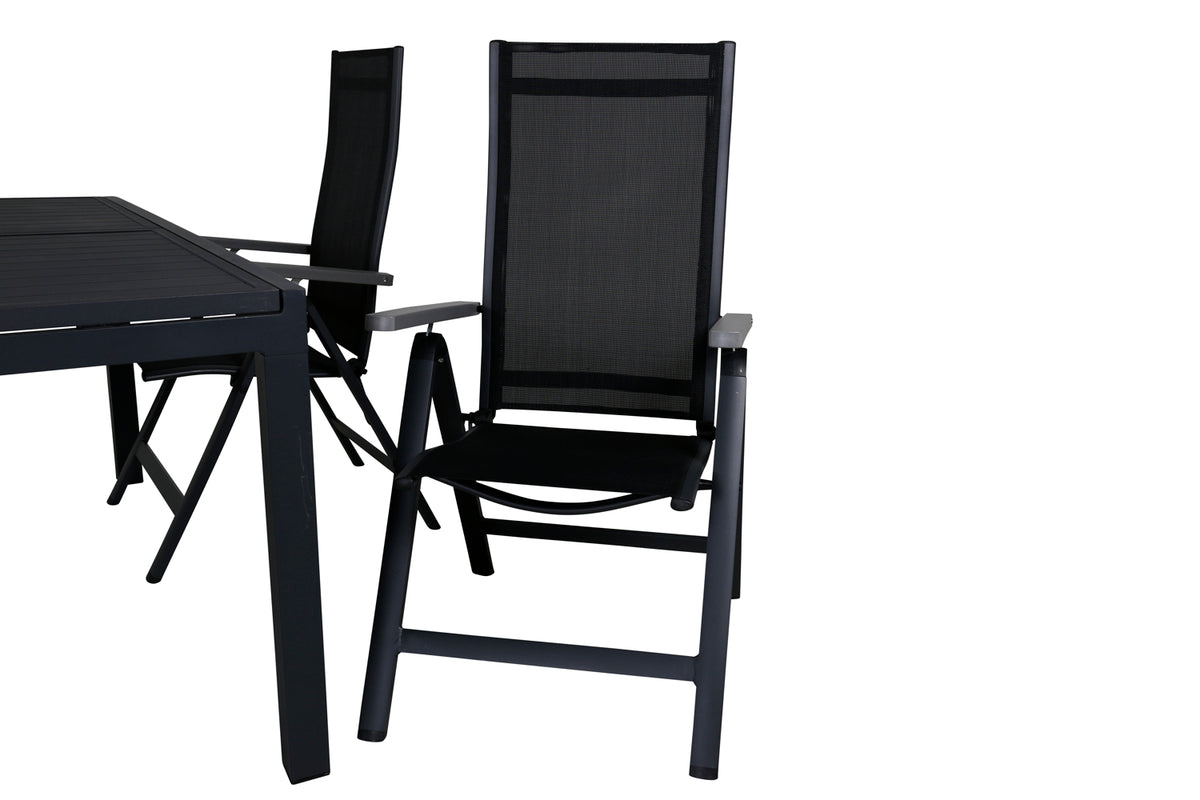 Albany & Marbella Positionsstole Sort + Spisebord 160x100x75