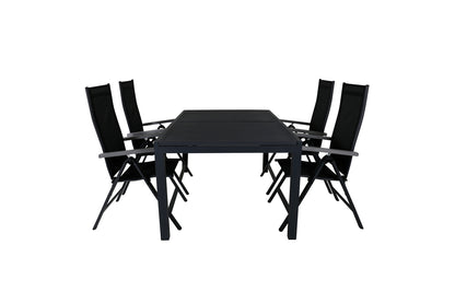 Albany & Marbella Positionsstole Sort + Spisebord 160x100x75