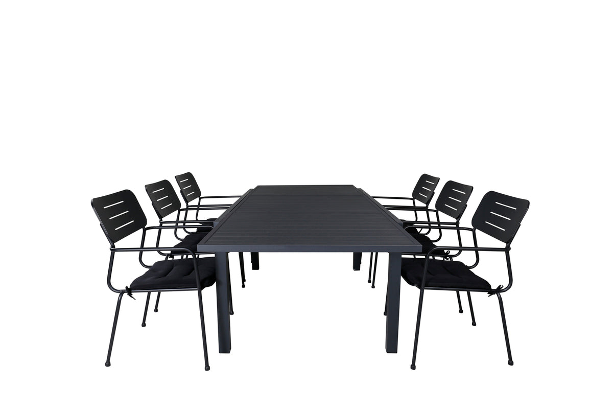 Nicke & Marbella Spisestole Sort + Spisebord 160x100x75