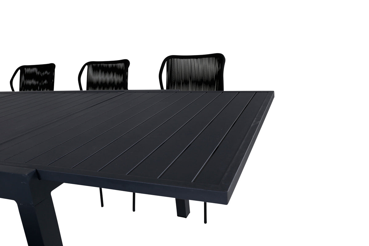 Julian & Marbella Spisestole Sort + Spisebord 240x100