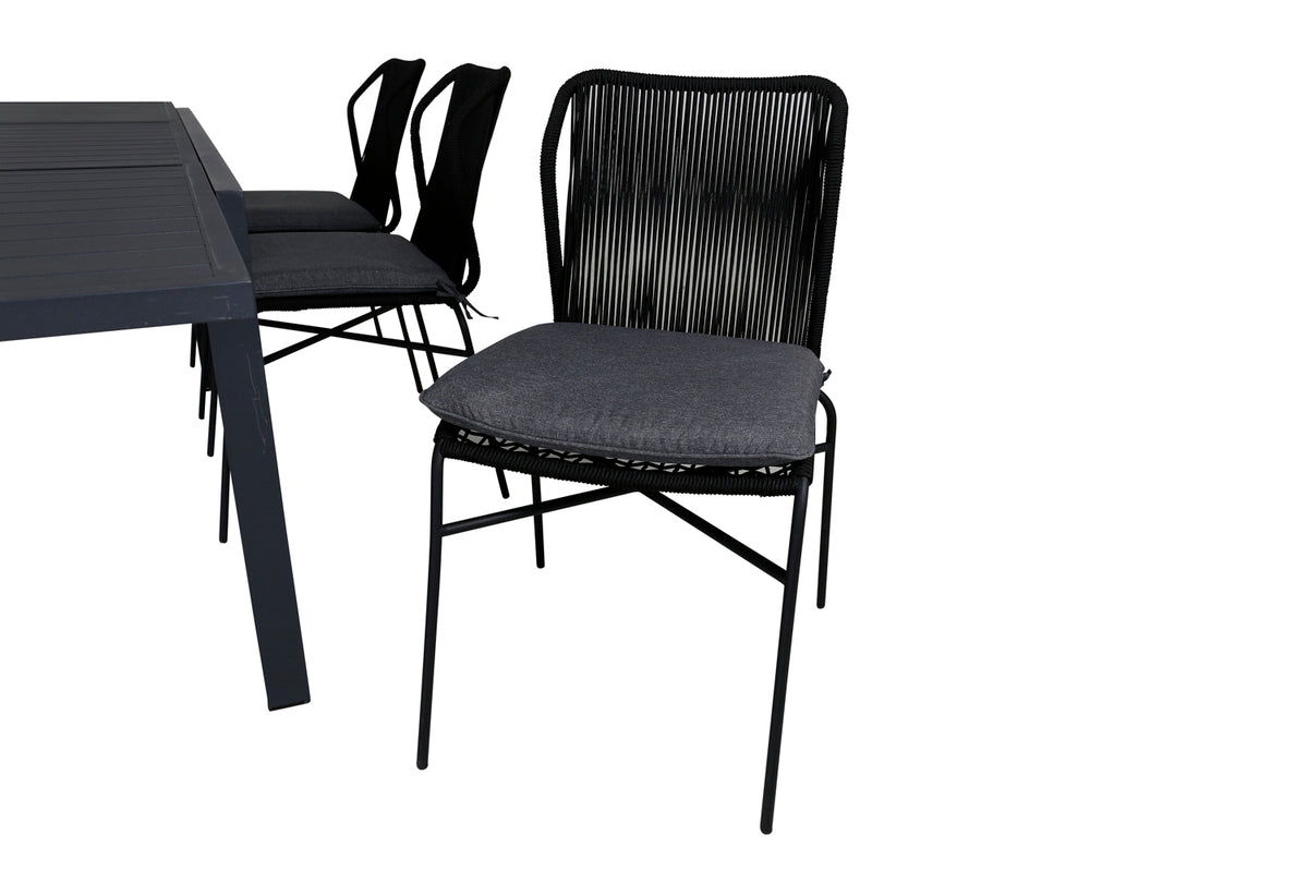 Julian & Marbella Spisestole Sort + Spisebord 240x100