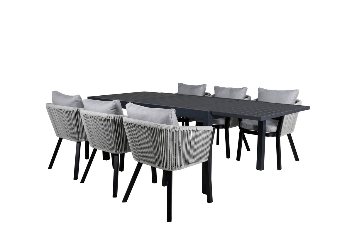 Virya & Marbella Spisestole Grå + Spisebord 160x100x75