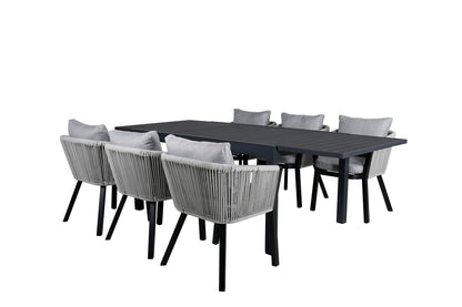 Virya & Marbella Spisestole Grå + Spisebord 160x100x75