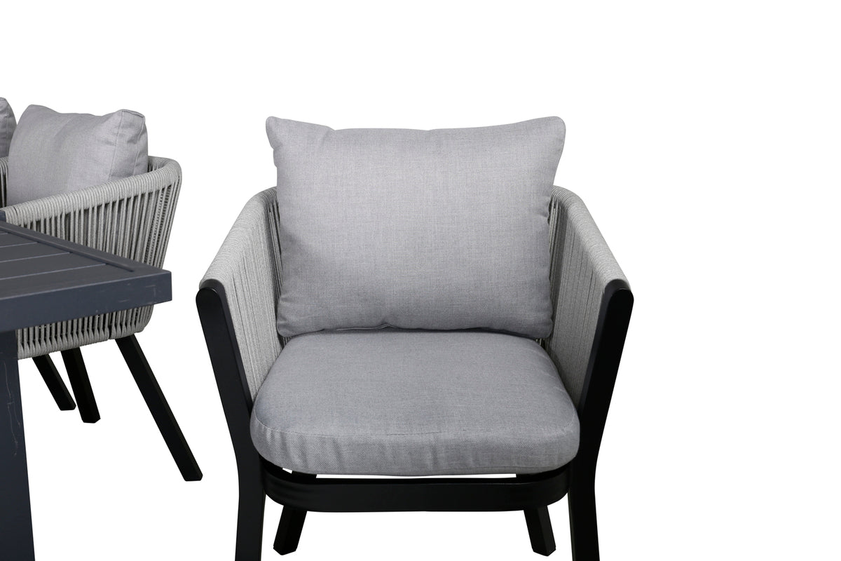 Virya & Marbella Spisestole Grå + Spisebord 160x100x75