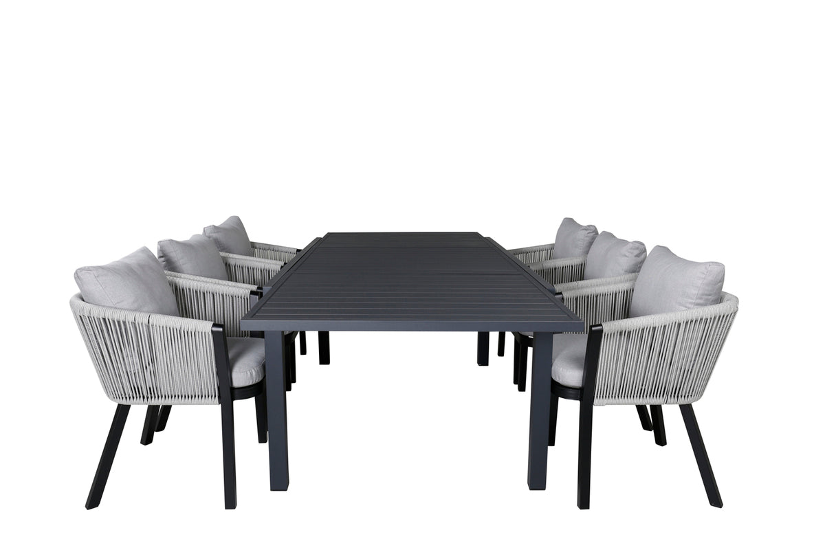 Virya & Marbella Spisestole Grå + Spisebord 160x100x75