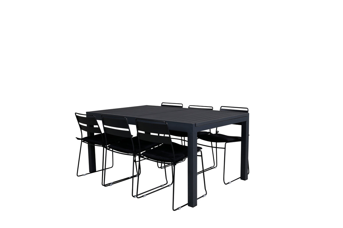 Lina & Marbella Spisestole Sort + Spisebord 160x100x75