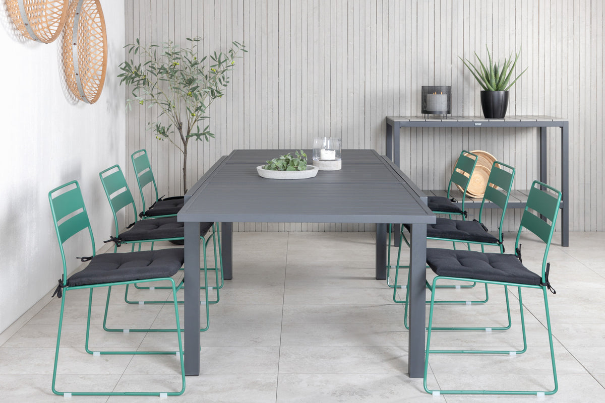 Lina & Marbella Spisestole Grøn + Spisebord 160x100x75