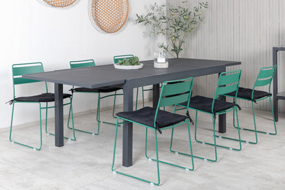 Lina & Marbella Spisestole Grøn + Spisebord 160x100x75