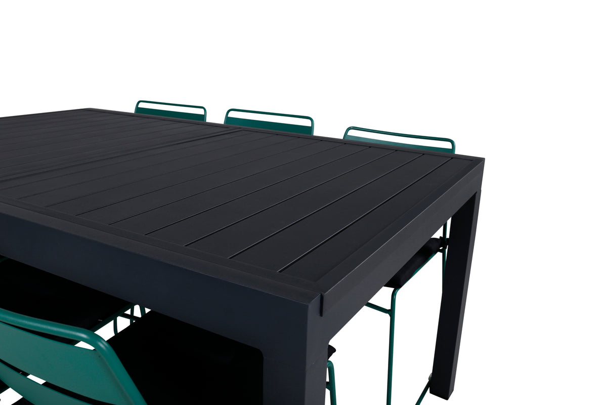 Lina & Marbella Spisestole Grøn + Spisebord 160x100x75