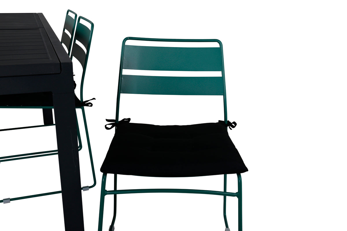 Lina & Marbella Spisestole Grøn + Spisebord 160x100x75