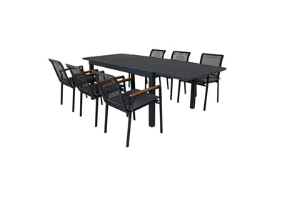 Dallas & Marbella Spisestole Sort + Spisebord 160x100x75