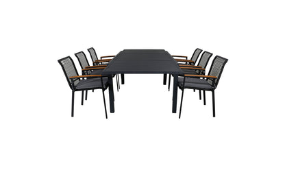 Dallas & Marbella Spisestole Sort + Spisebord 160x100x75