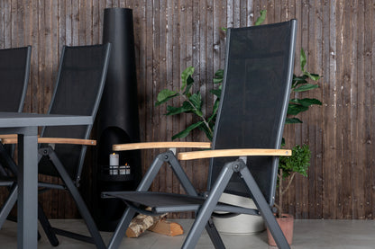 Panama & Marbella Positionsstole Sort + Spisebord 160x100x75